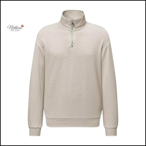 Men's Quarter Zip Sweatshirt Long Sleeve Waffle Mock Neck Pullover Casual - Picture 5 of 7